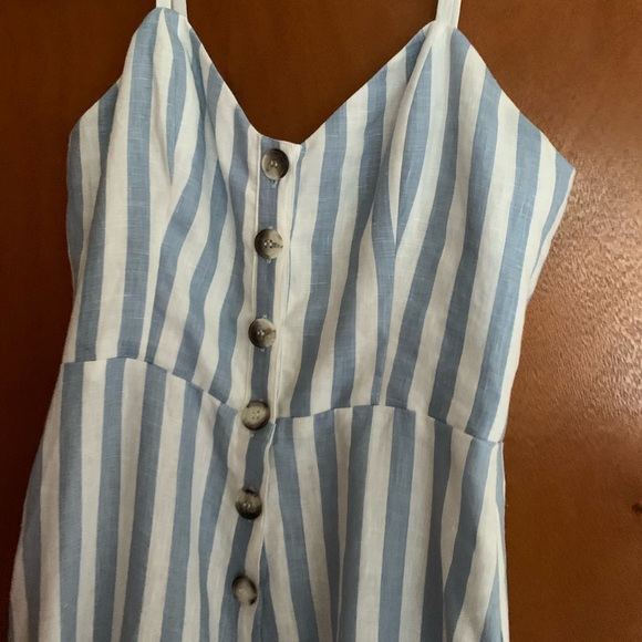 Reformation Torta jumpsuit linen blue stripe 4 nwt - Picture 6 of 9